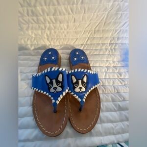 Jack Rogers French bulldog leather thong sandals 5.5